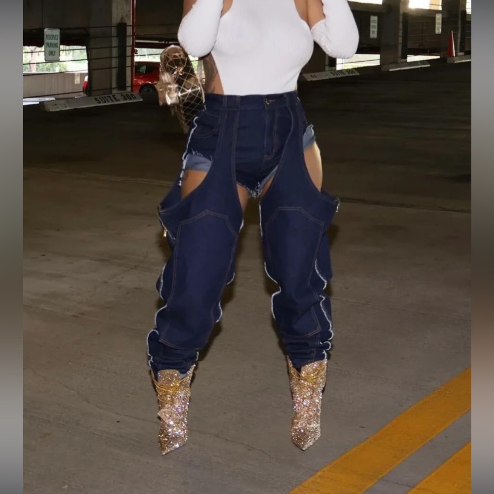 Thigh High Double  Saddle Denim